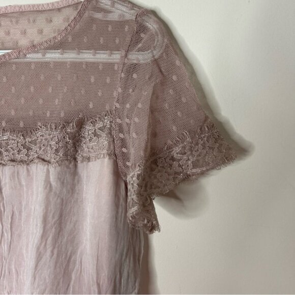 Phase Eight Silk Blouse Top Short sleeve Lace trim Y2k 00s Size XS - Picture 7 of 13